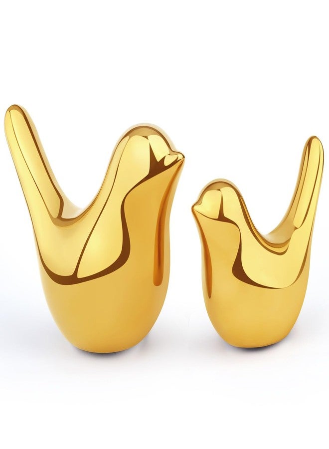LAIDANLA Small Birds Statues Golden Modern Style Home Decor Birds Small Animal Sculpture for Living Room Office Desktop Shelf Coffee Table Bedroom（2pcs） - Image 1